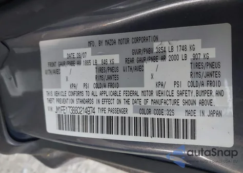 2008 Mazda Rx-8 Grand Touring from USA, damaged, VIN JM1FE173880214974